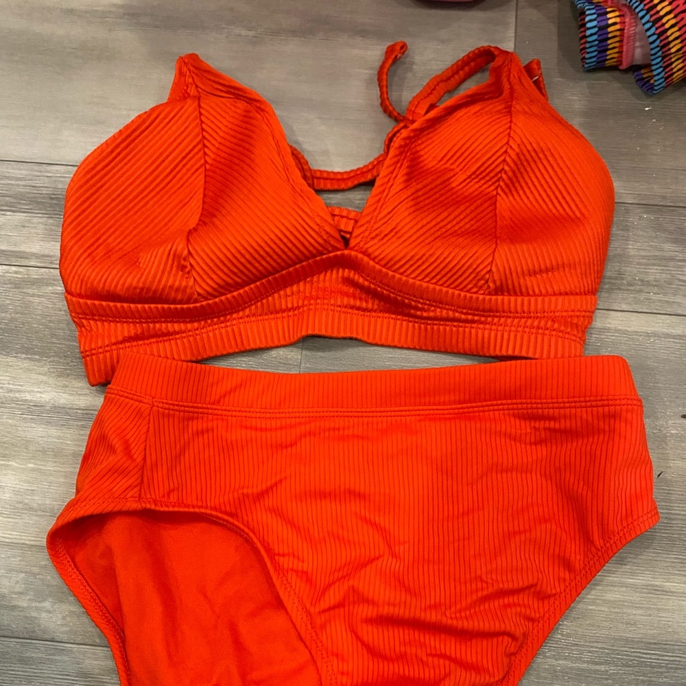 High wasted, cross back target bikini